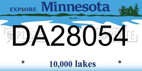 DA28054 Minnesota License Plate