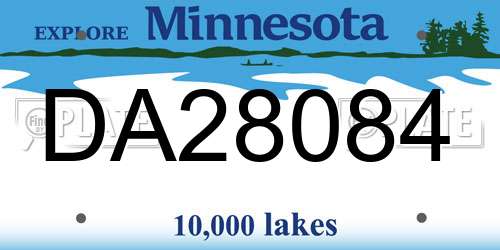 DA28084 Minnesota License Plate