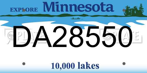 DA28550 Minnesota License Plate