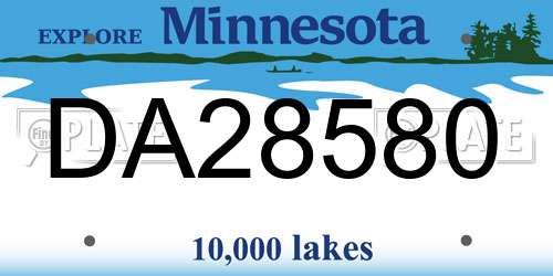 DA28580 Minnesota License Plate