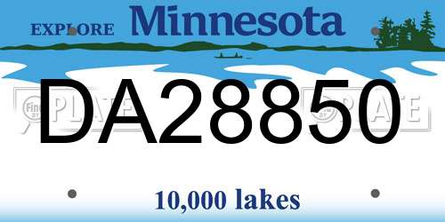 DA28850 Minnesota License Plate