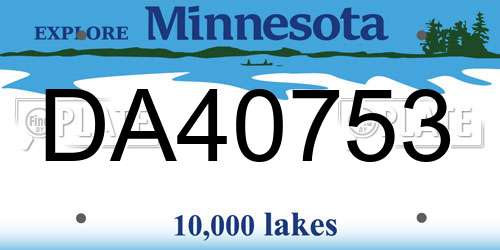 DA40753 Minnesota License Plate