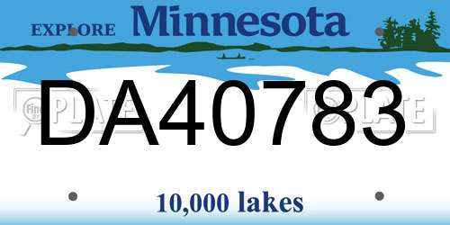 DA40783 Minnesota License Plate