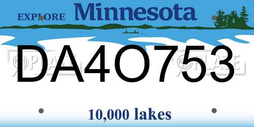 DA4O753 Minnesota License Plate