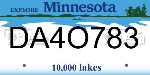 DA4O783 Minnesota License Plate