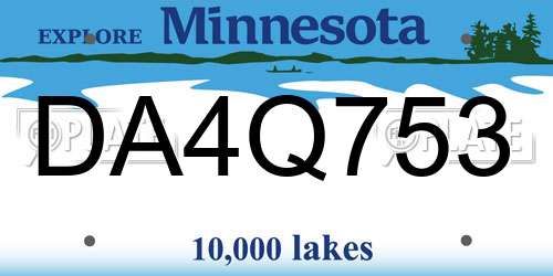 DA4Q753 Minnesota License Plate