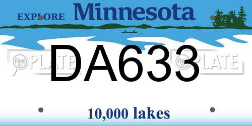 DA633 Minnesota License Plate