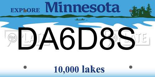 DA6D8S Minnesota License Plate