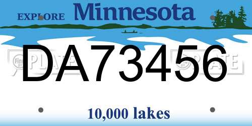 DA73456 Minnesota License Plate