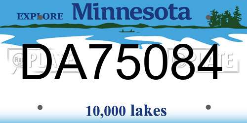 DA75084 Minnesota License Plate