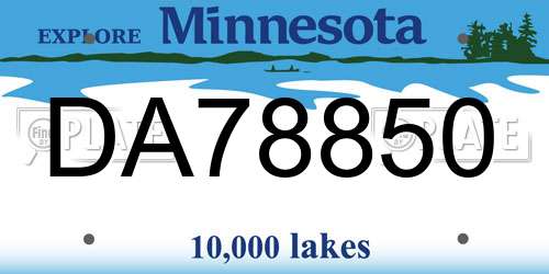 DA78850 Minnesota License Plate