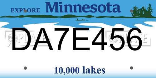 DA7E456 Minnesota License Plate