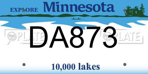 DA873 Minnesota License Plate