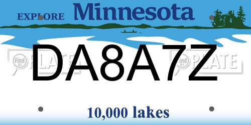 DA8A7Z Minnesota License Plate