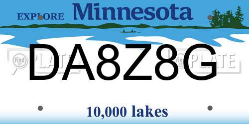 DA8Z8G Minnesota License Plate