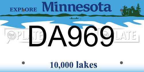 DA969 Minnesota License Plate