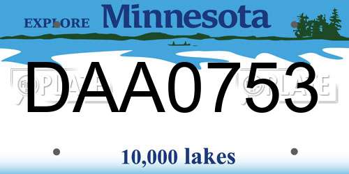 DAA0753 Minnesota License Plate