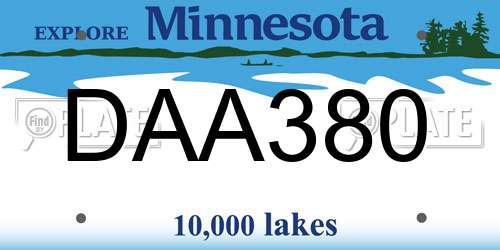 DAA380 Minnesota License Plate