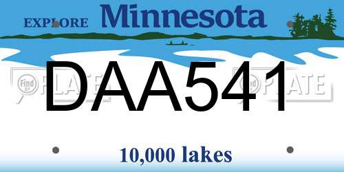 DAA541 Minnesota License Plate