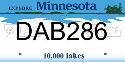 DAB286 Minnesota License Plate