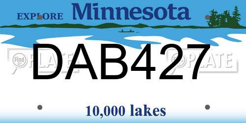 DAB427 Minnesota License Plate