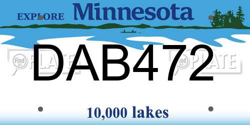 DAB472 Minnesota License Plate