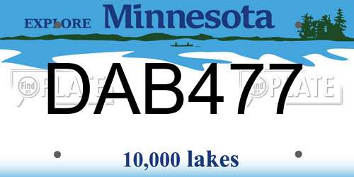 DAB477 Minnesota License Plate