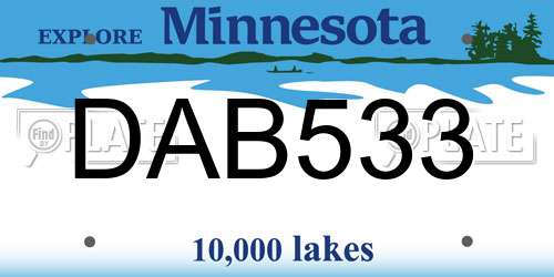DAB533 Minnesota License Plate