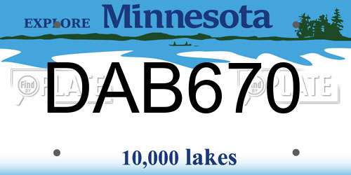 DAB670 Minnesota License Plate