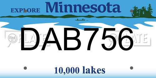 DAB756 Minnesota License Plate