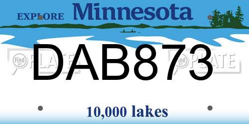 DAB873 Minnesota License Plate