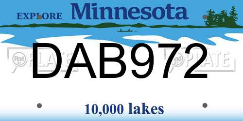 DAB972 Minnesota License Plate