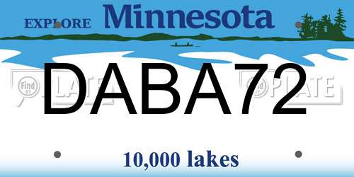 DABA72 Minnesota License Plate