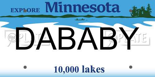 DABABY Minnesota License Plate