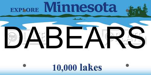 DABEARS Minnesota License Plate