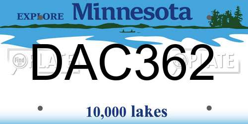 DAC362 Minnesota License Plate