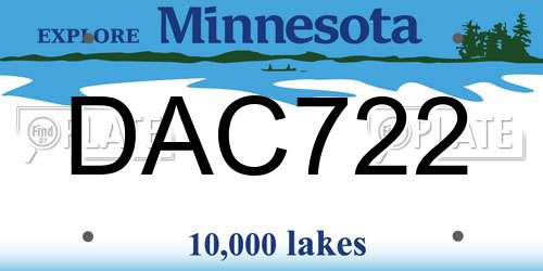 DAC722 Minnesota License Plate
