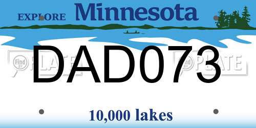 DAD073 Minnesota License Plate