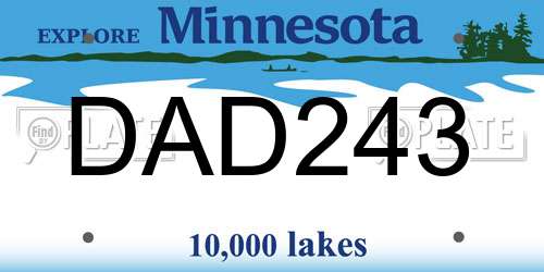 DAD243 Minnesota License Plate