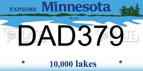 DAD379 Minnesota License Plate