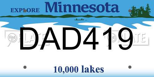 DAD419 Minnesota License Plate