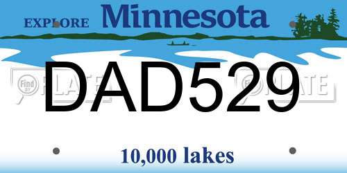 DAD529 Minnesota License Plate