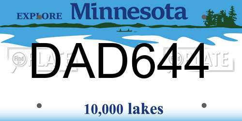 DAD644 Minnesota License Plate