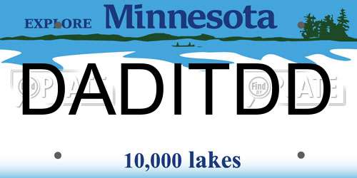 DADITDD Minnesota License Plate
