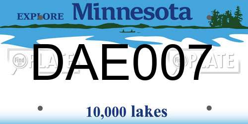 DAE007 Minnesota License Plate
