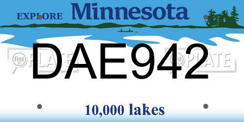 DAE942 Minnesota License Plate
