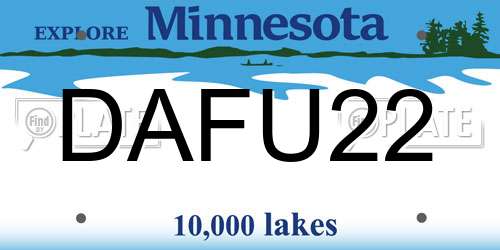 DAFU22 Minnesota License Plate