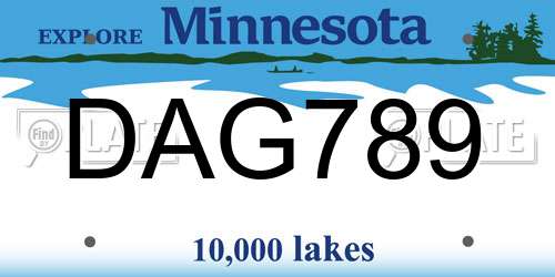 DAG789 Minnesota License Plate