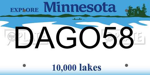 DAGO58 Minnesota License Plate