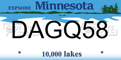 DAGQ58 Minnesota License Plate